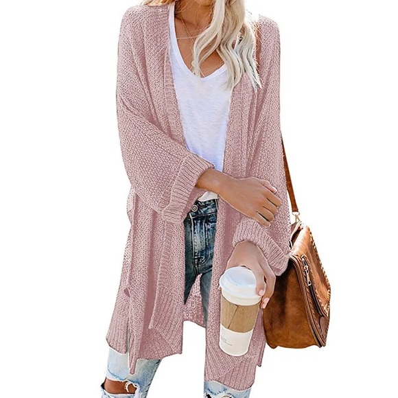 Lena Vie Boutique Sweaters - Boho Natural Earth Pink Loose Batwing Cardigan